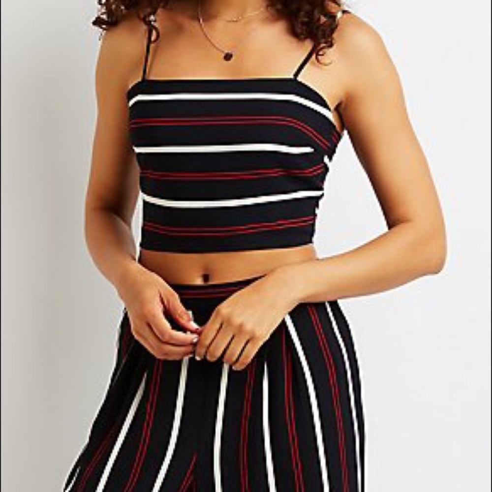 Striped Tie Back Cropped Tank
